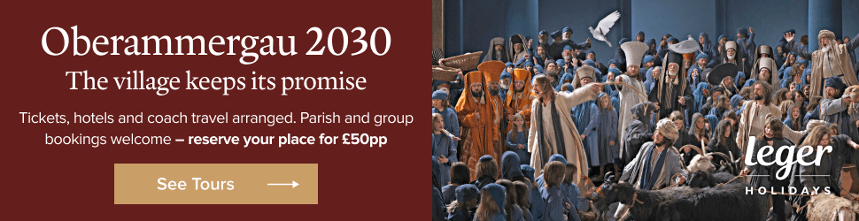 Leger Holidays — Oberammergau 2030: tickets, hotels and coach travel arranged. Reserve your place for £50pp